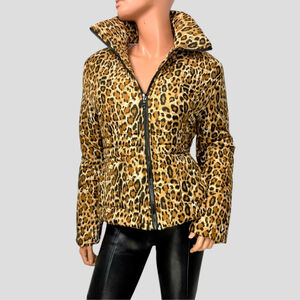 Y2K Leopard Cropped Puffer Jacket S Indie Sleaze Mobwife Apres Ski
